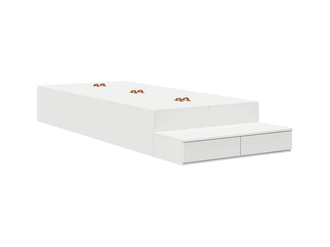 Cadre de lit avec rangement Blanc 90 cm Bois d'ingénierie