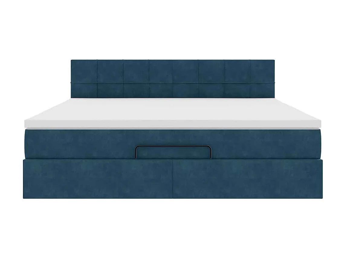 Ottoman bed met matras 160x200cm fluweel donkerblauw