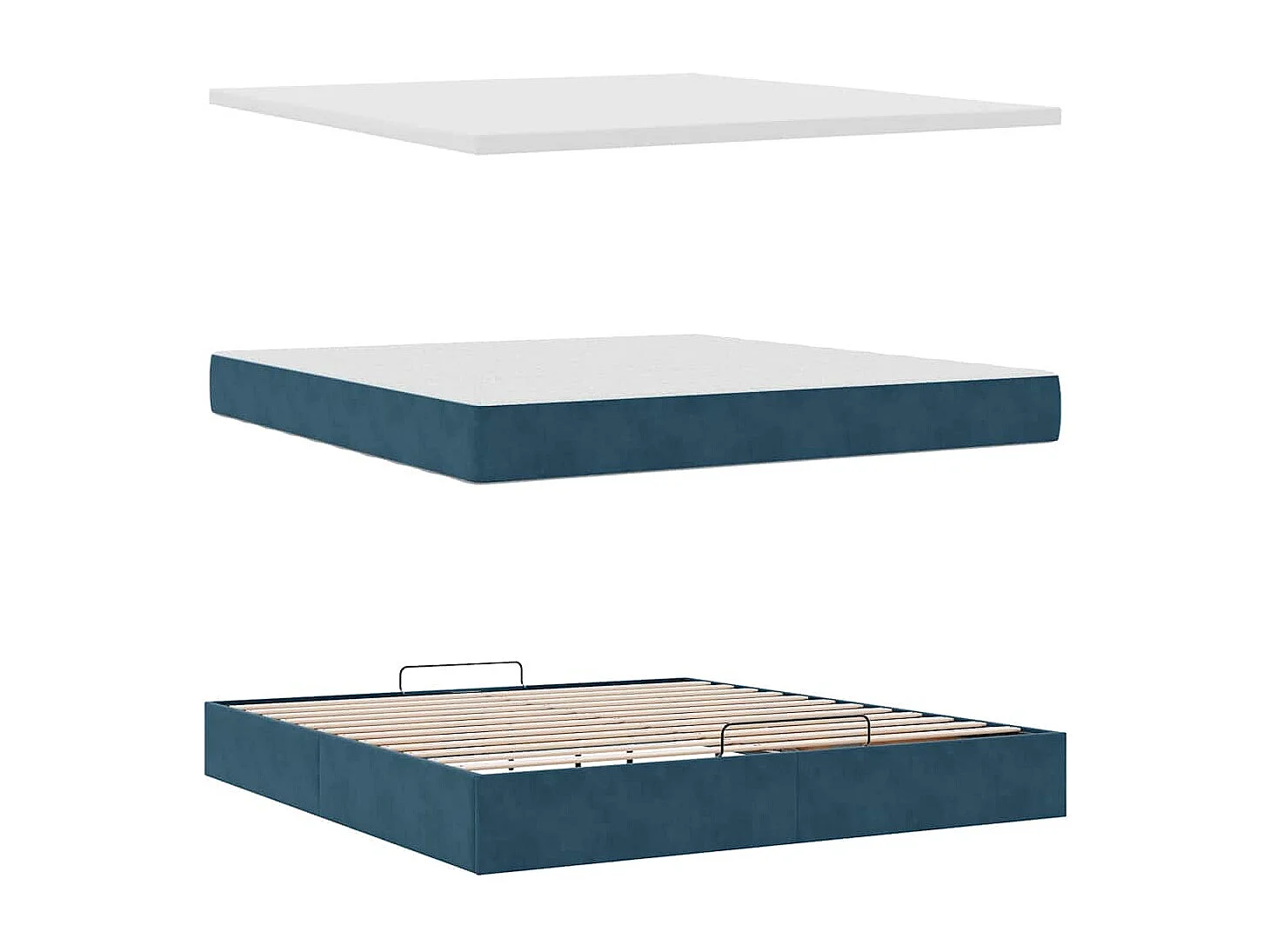 Ottoman bed met matras 160x200cm fluweel donkerblauw