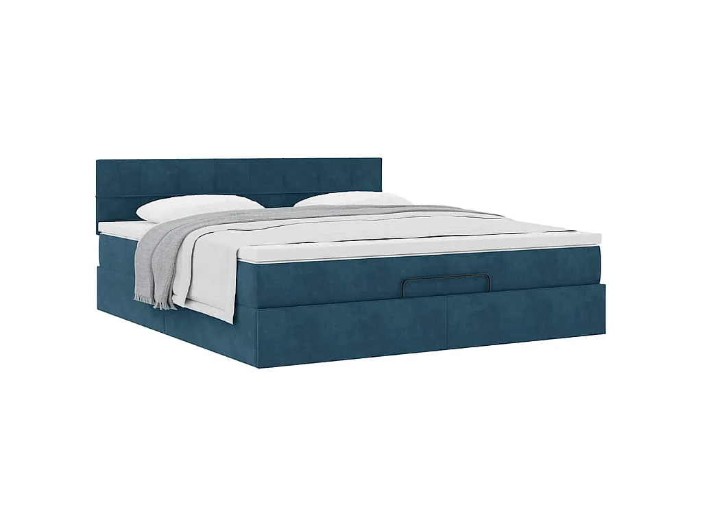 Struttura Letto Pouf con Materasso 160x200 cm in Velluto