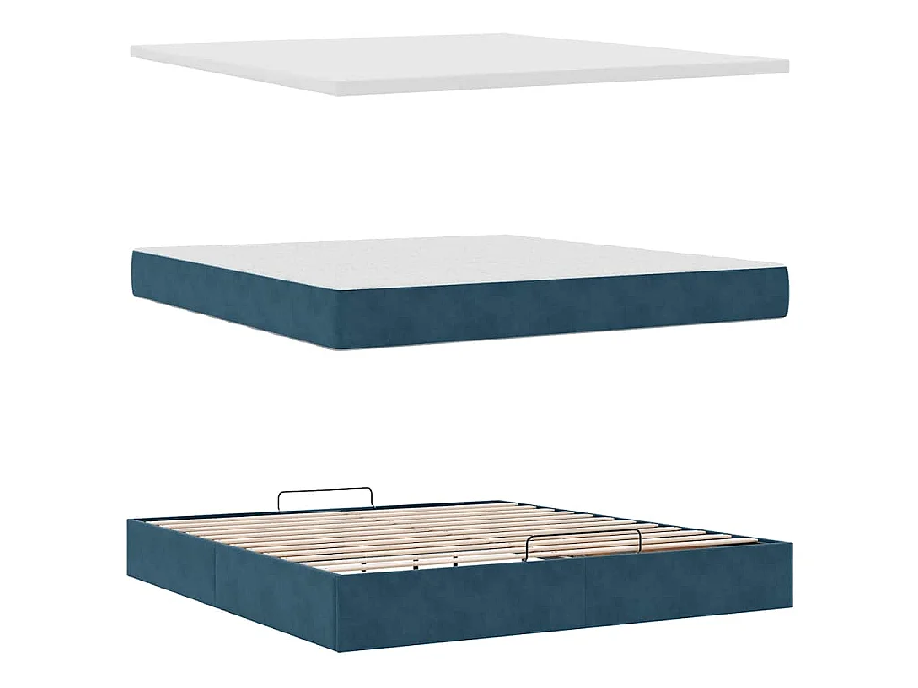 Struttura Letto Pouf con Materasso 160x200 cm in Velluto