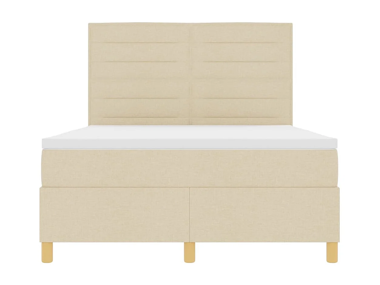 Lit à ressorts avec matelas Crème 140 x 200 cm tissu