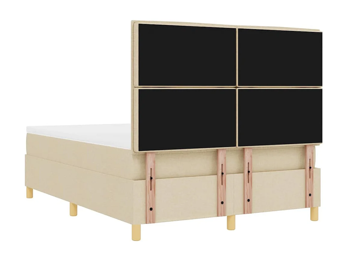 Lit à ressorts avec matelas Crème 140 x 200 cm tissu