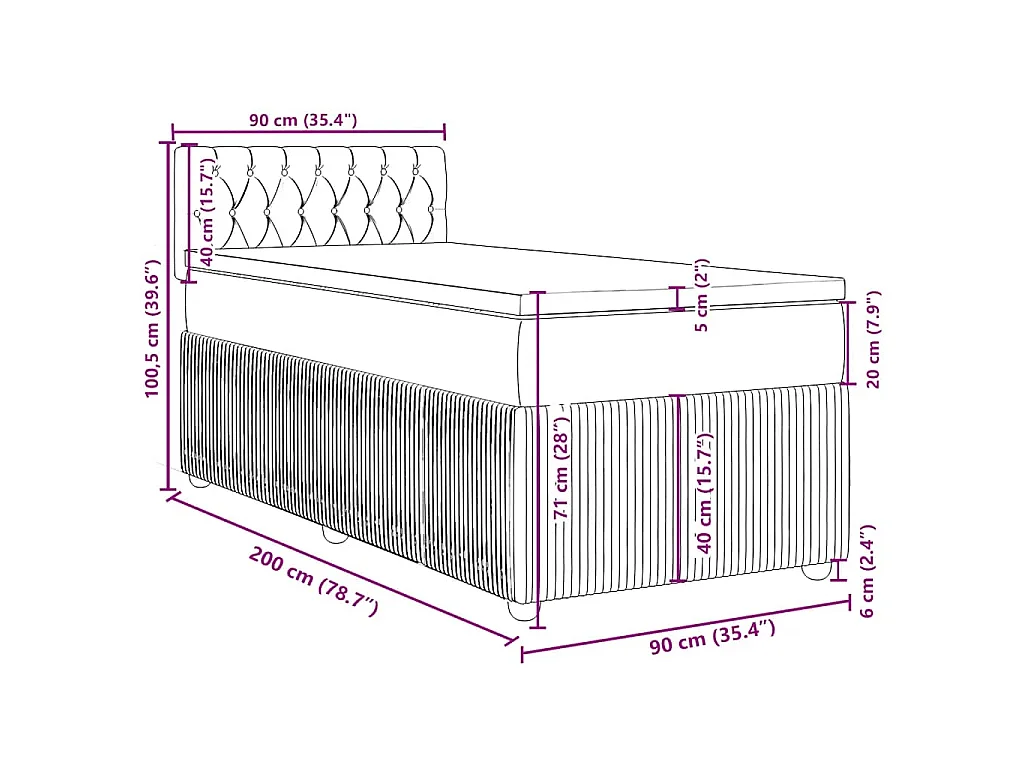 Boxspring met matras stof taupe 90x200 cm