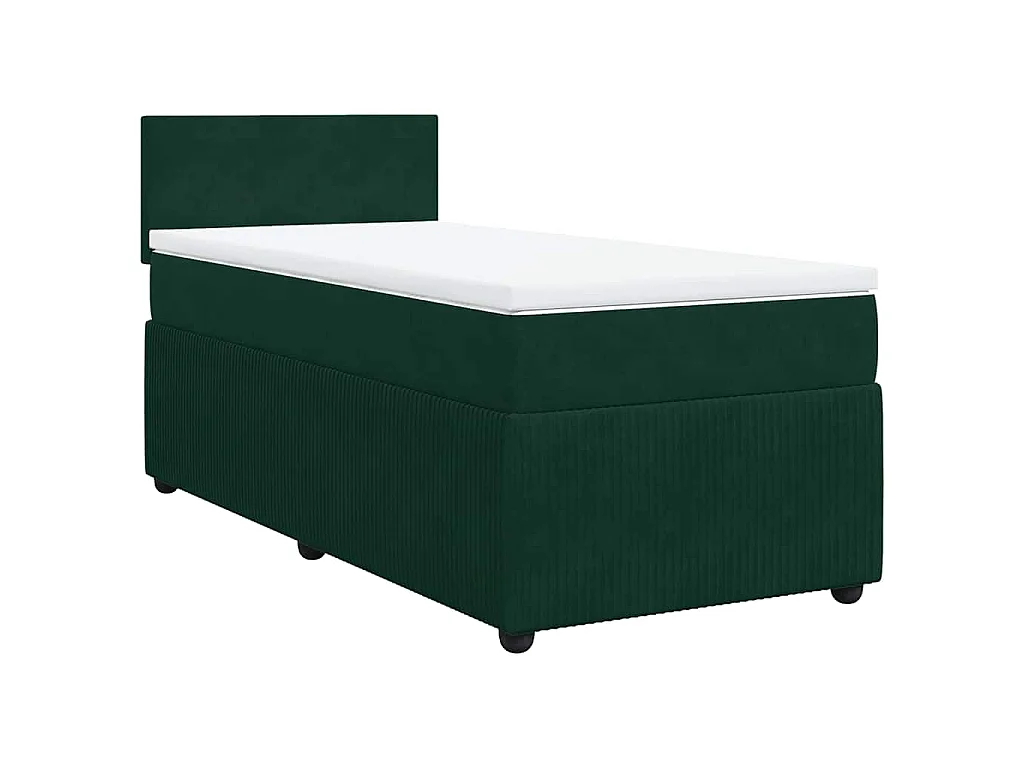 Giroletto a Molle con Materasso Verde Scuro 90x190 cm Velluto