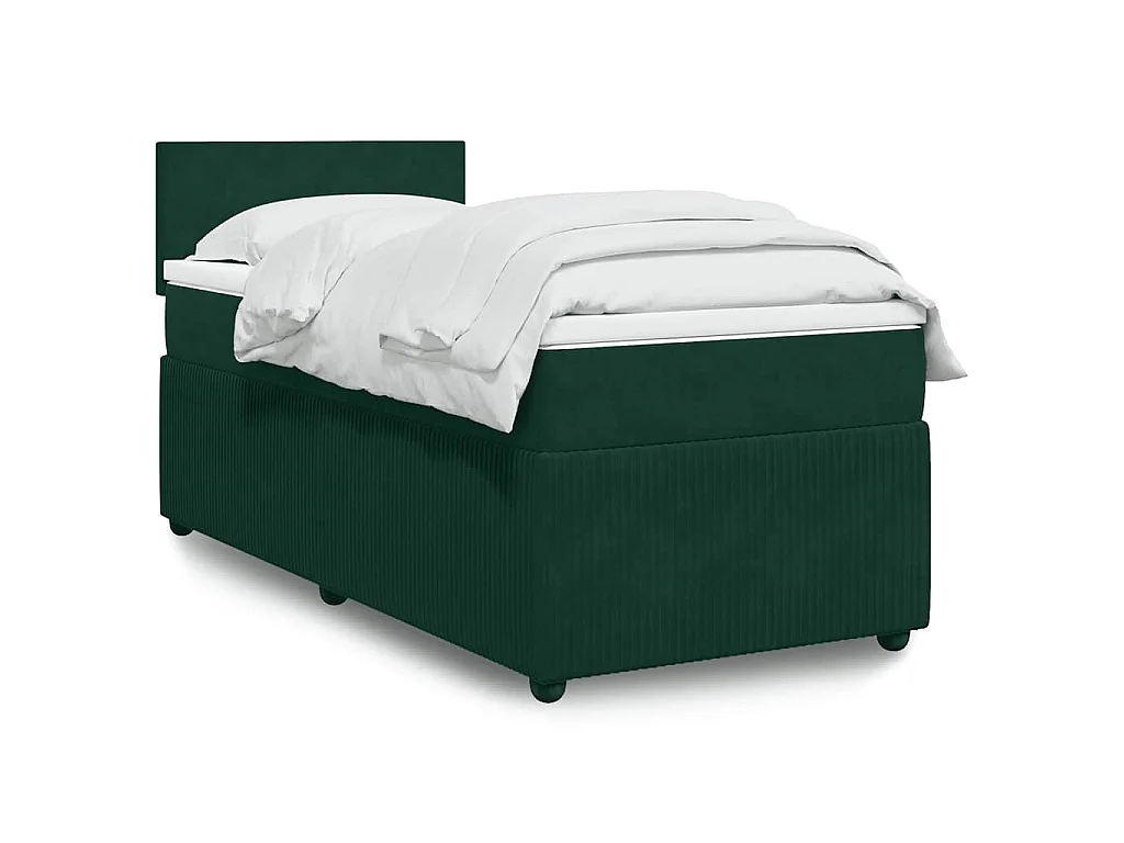 Giroletto a Molle con Materasso Verde Scuro 90x190 cm Velluto