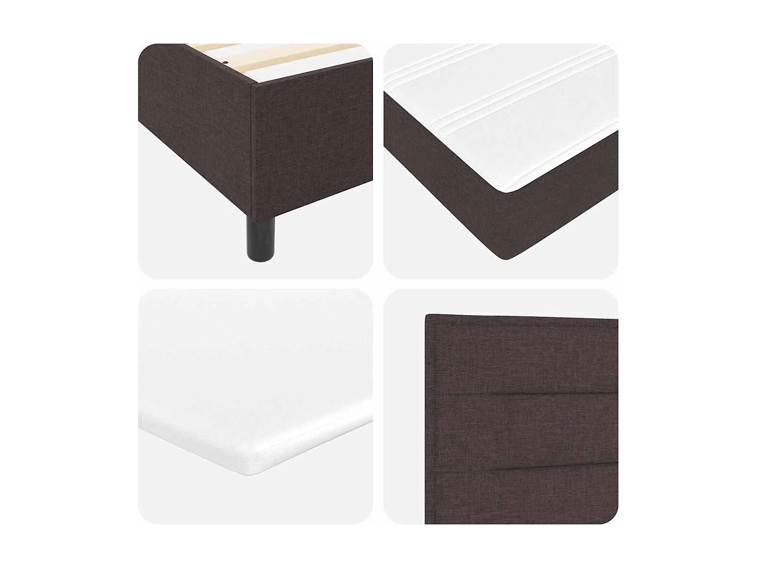 Lit à ressorts avec matelas Marron foncé 140 x 190 cm tissu