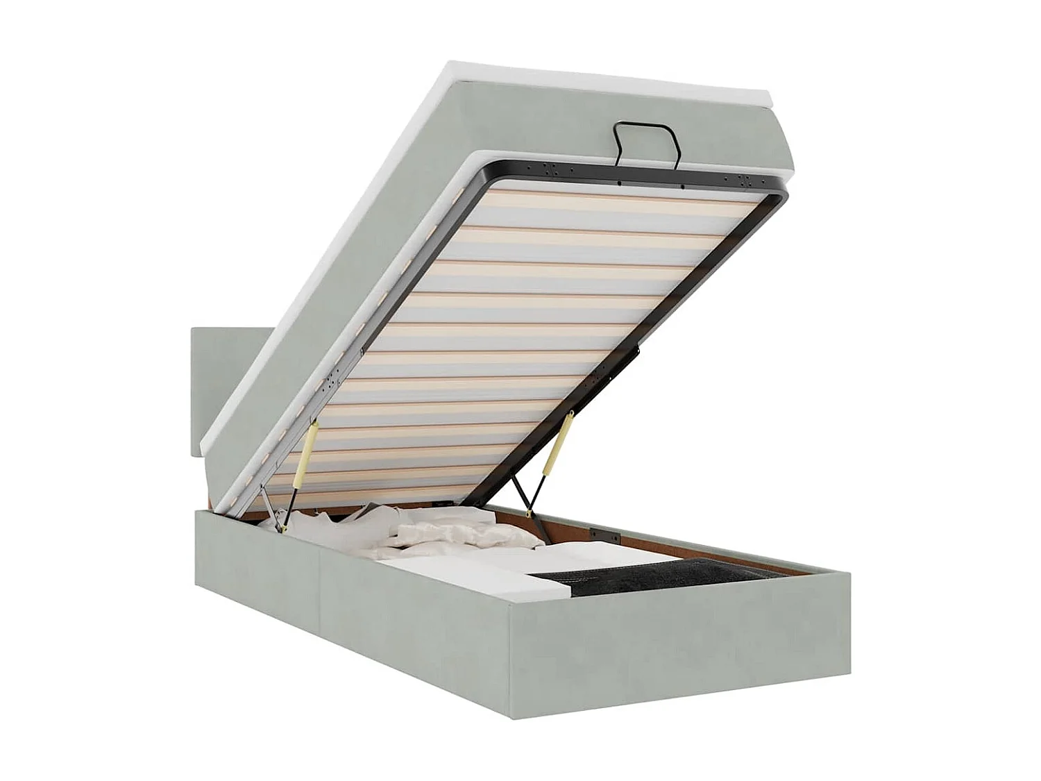 Ottoman bed met matras 90x200cm fluweel lichtgrijs