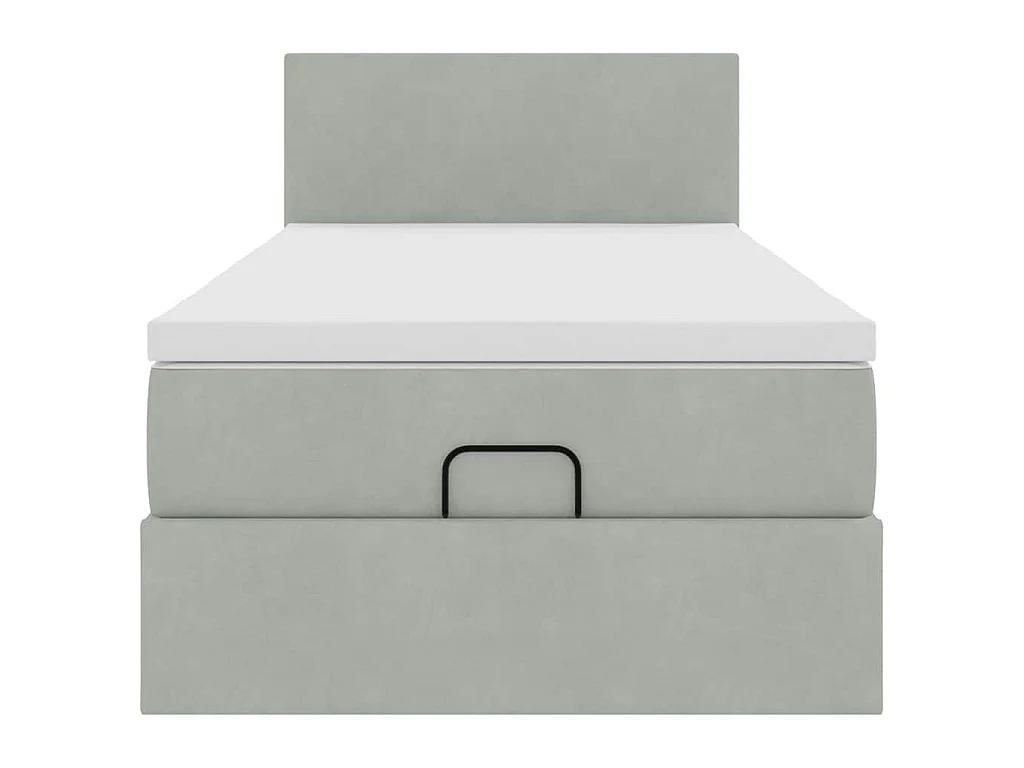 Ottoman bed met matras 90x200cm fluweel lichtgrijs