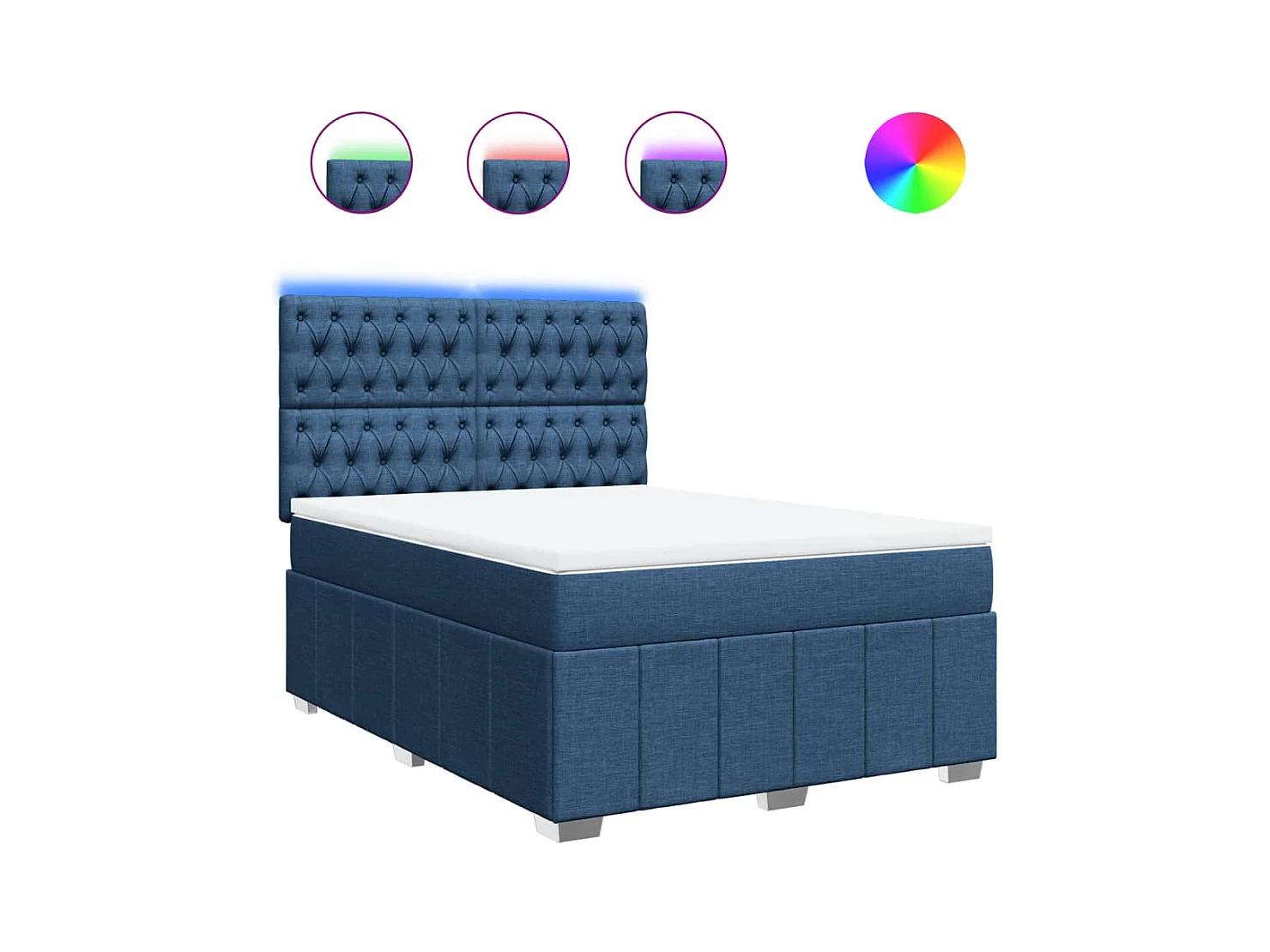 Boxspringbett mit Matratze Blau 160x200 cm Stoff