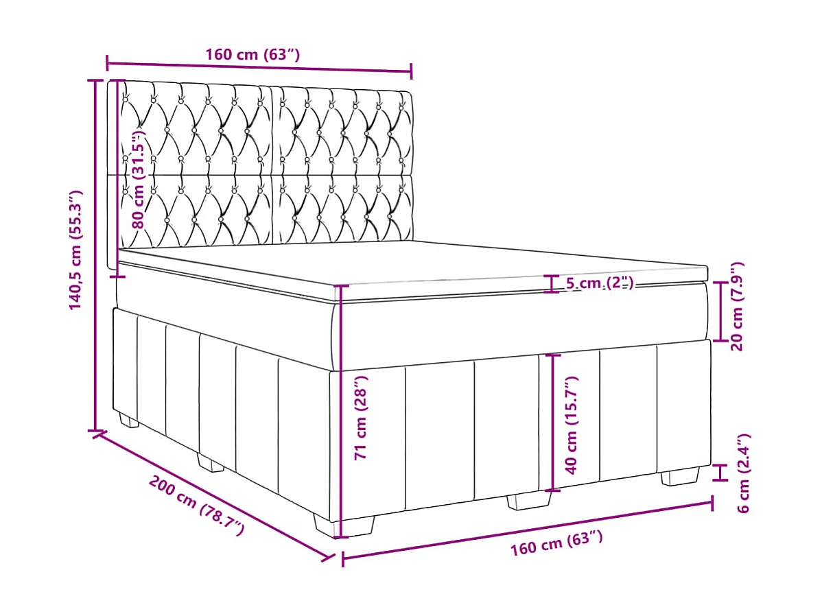 Boxspring met matras stof blauw 160x200 cm