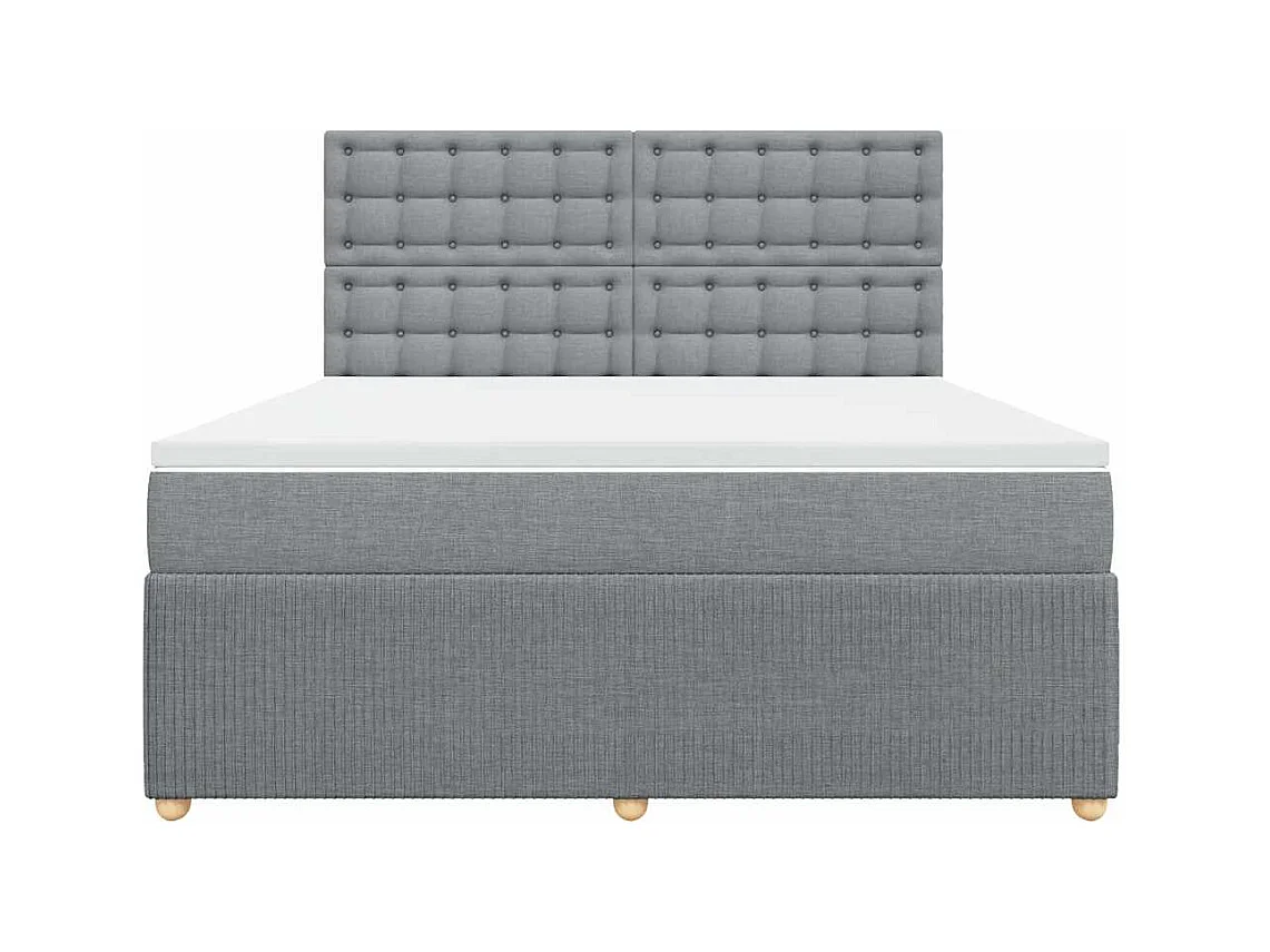 Cama box spring con colchón tela gris claro 180x200 cm