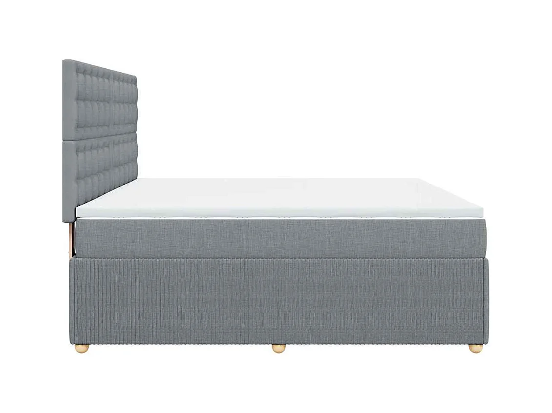Cama box spring con colchón tela gris claro 180x200 cm