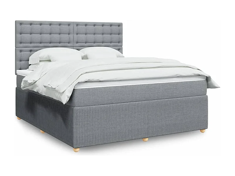 Sommier à lattes de lit avec matelas Gris clair 180x200cm Tissu