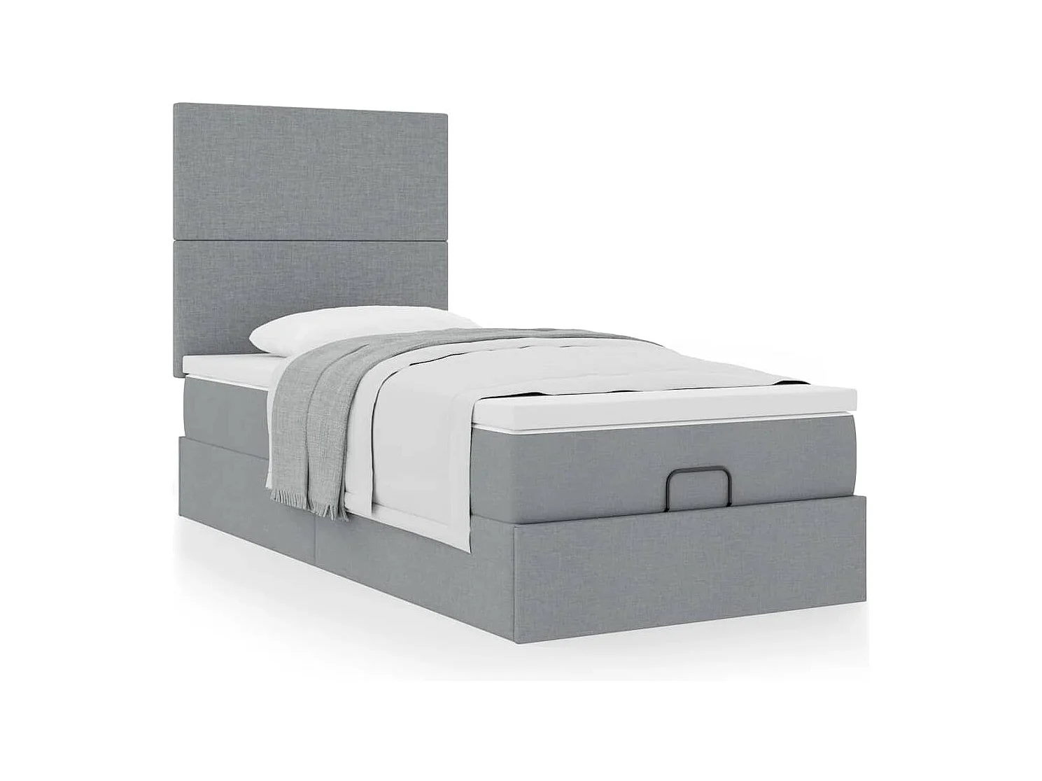 Ottoman-Bett mit Matratze Hellgrau 90x190 cm Stoff