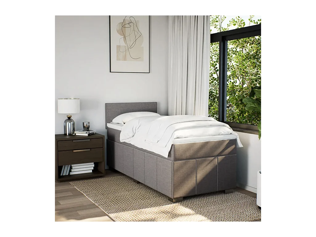 Boxspringbett mit Matratze Taupe 100x200 cm Stoff