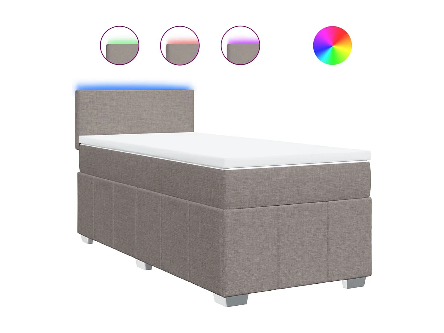 Cama box spring con colchón tela gris taupe 100x200 cm