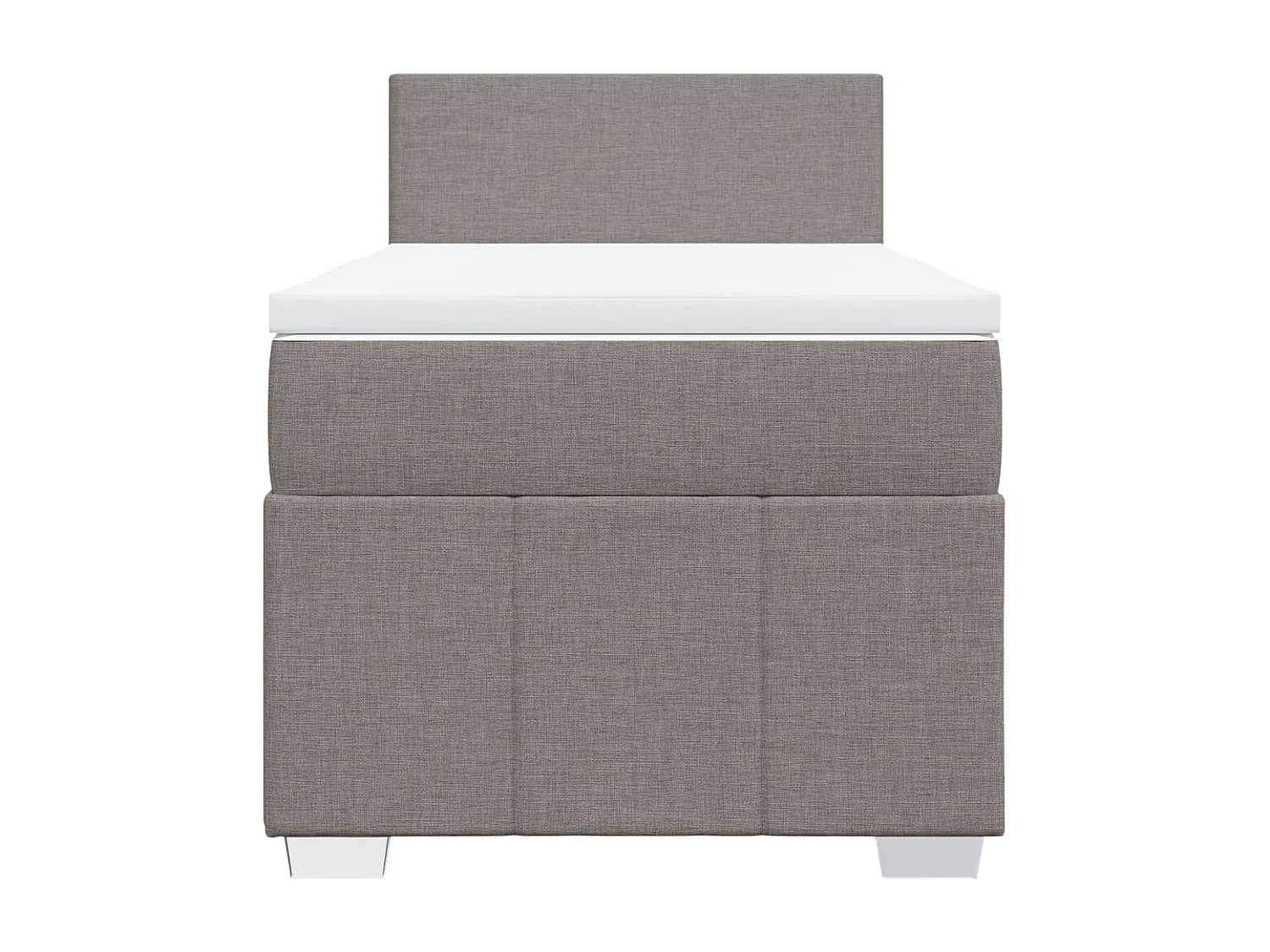 Cama box spring con colchón tela gris taupe 100x200 cm