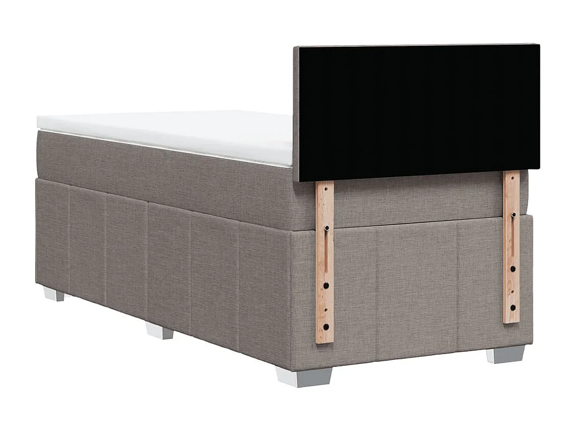 Cama box spring con colchón tela gris taupe 100x200 cm