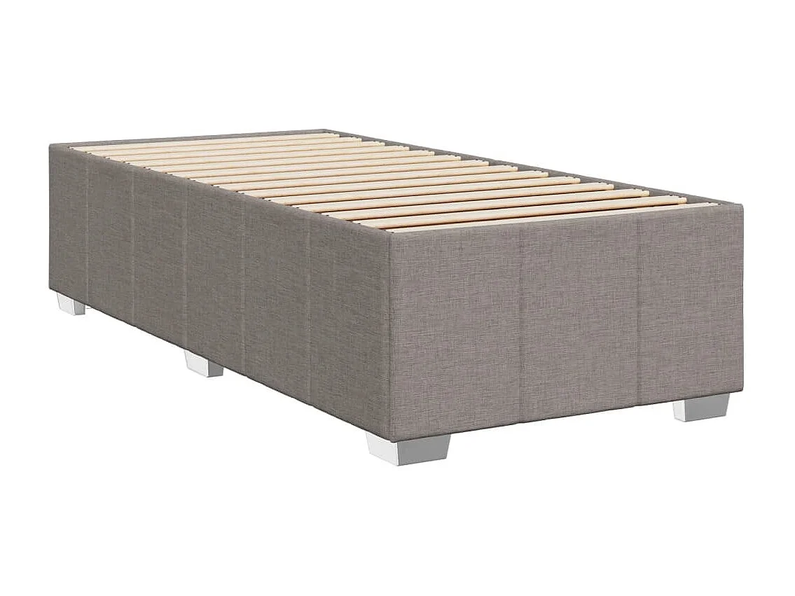 Cama box spring con colchón tela gris taupe 100x200 cm