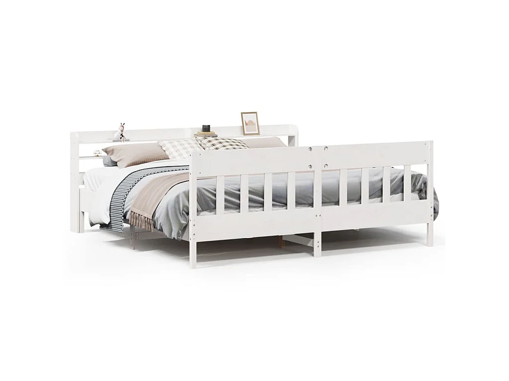 Cama sem colchão 180x200 cm madeira de pinho maciça branco