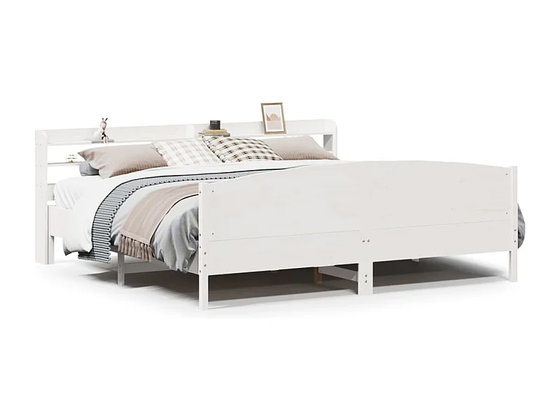 Bedframe zonder matras massief grenenhout wit 180x200 cm