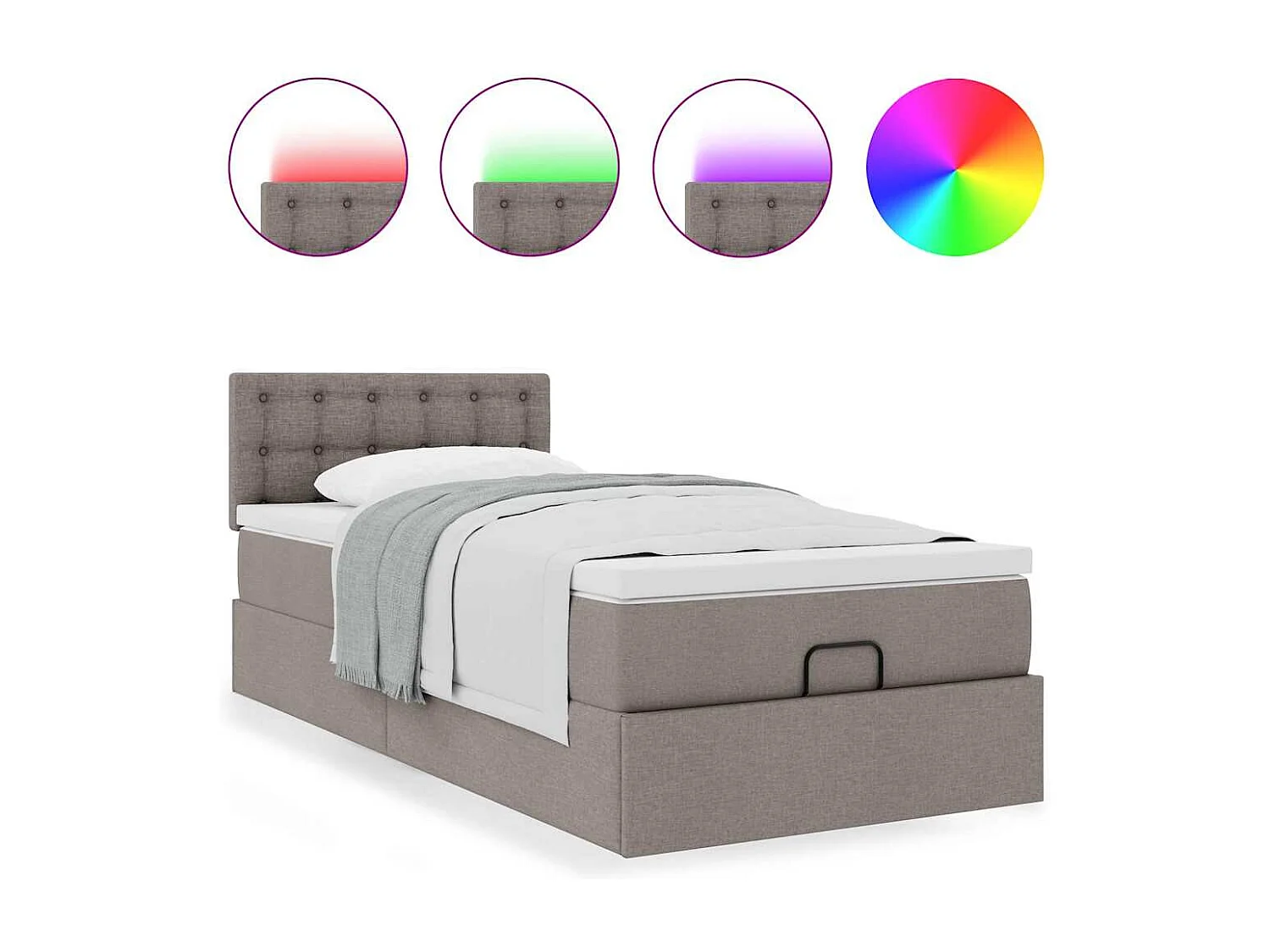 Struttura Letto Pouf con Materasso Tortora 90x190 cm in Tessuto