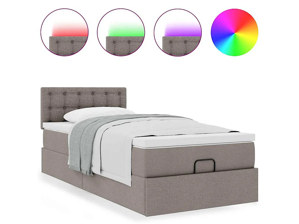 Struttura Letto Pouf con Materasso Tortora 90x190 cm in Tessuto