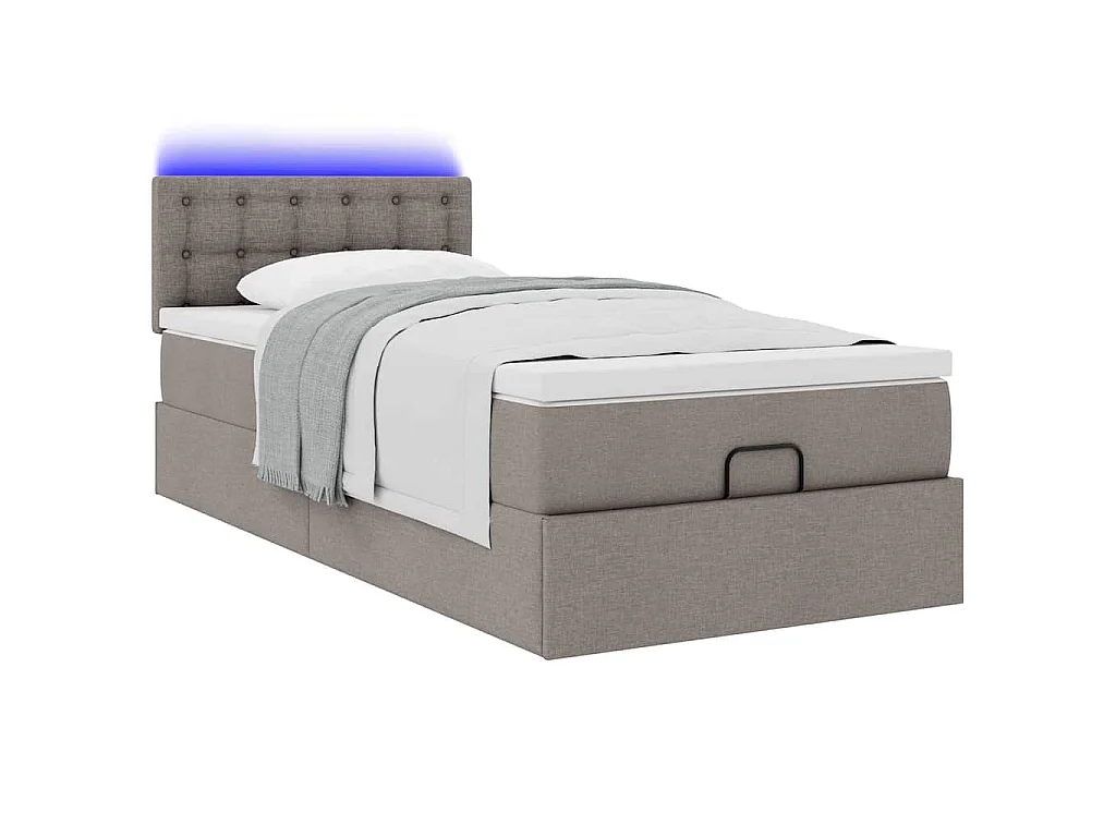 Struttura Letto Pouf con Materasso Tortora 90x190 cm in Tessuto