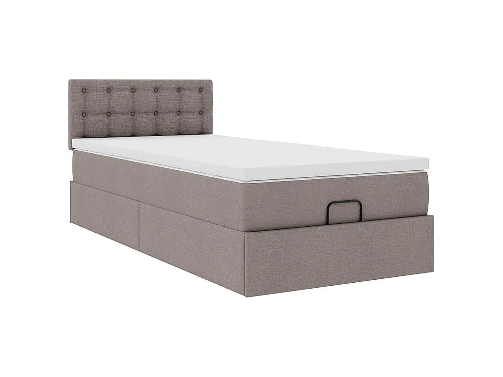 Struttura Letto Pouf con Materasso Tortora 90x190 cm in Tessuto