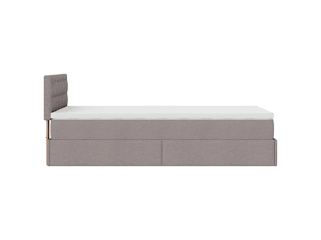 Struttura Letto Pouf con Materasso Tortora 90x190 cm in Tessuto