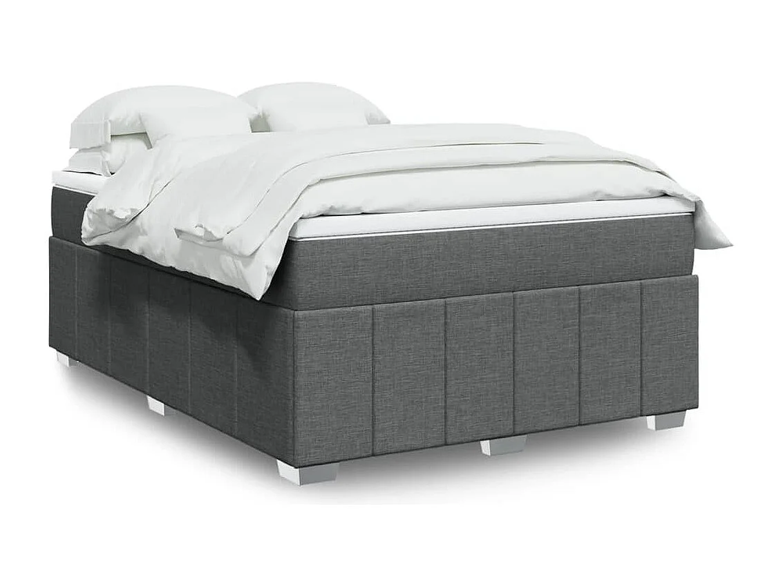 Boxspringbett mit Matratze Dunkelgrau 140x200 cm Stoff