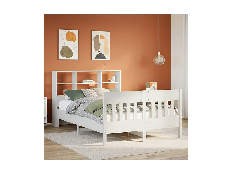 Massivholzbett ohne Matratze Weiß 140x190 cm Kiefernholz