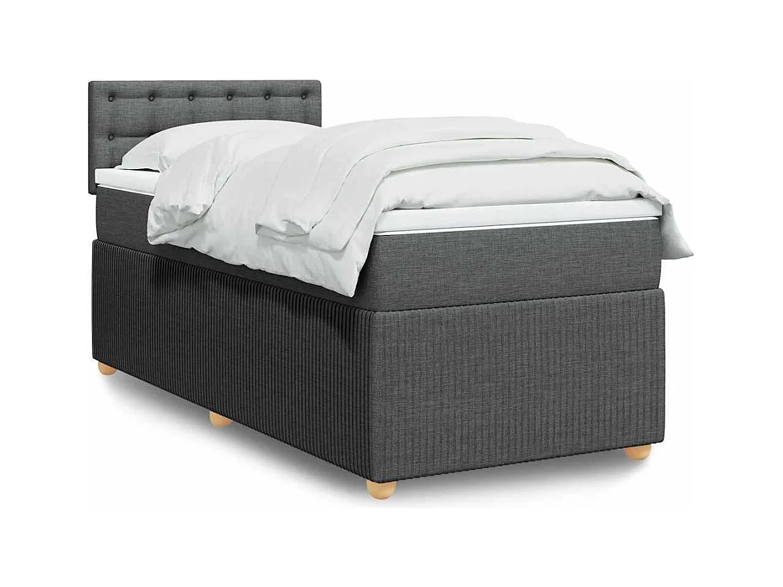 Sommier à lattes de lit avec matelas Gris foncé 90x200 cm Tissu