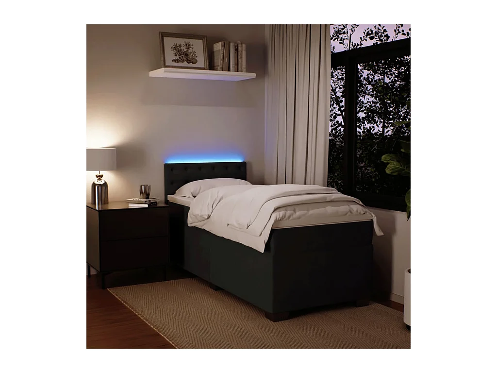 Boxspringbett mit Matratze Schwarz 90x200 cm Samt