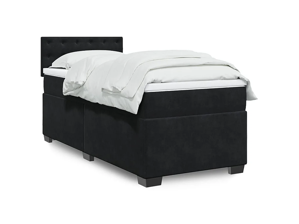 Boxspring met matras fluweel zwart 90x200 cm
