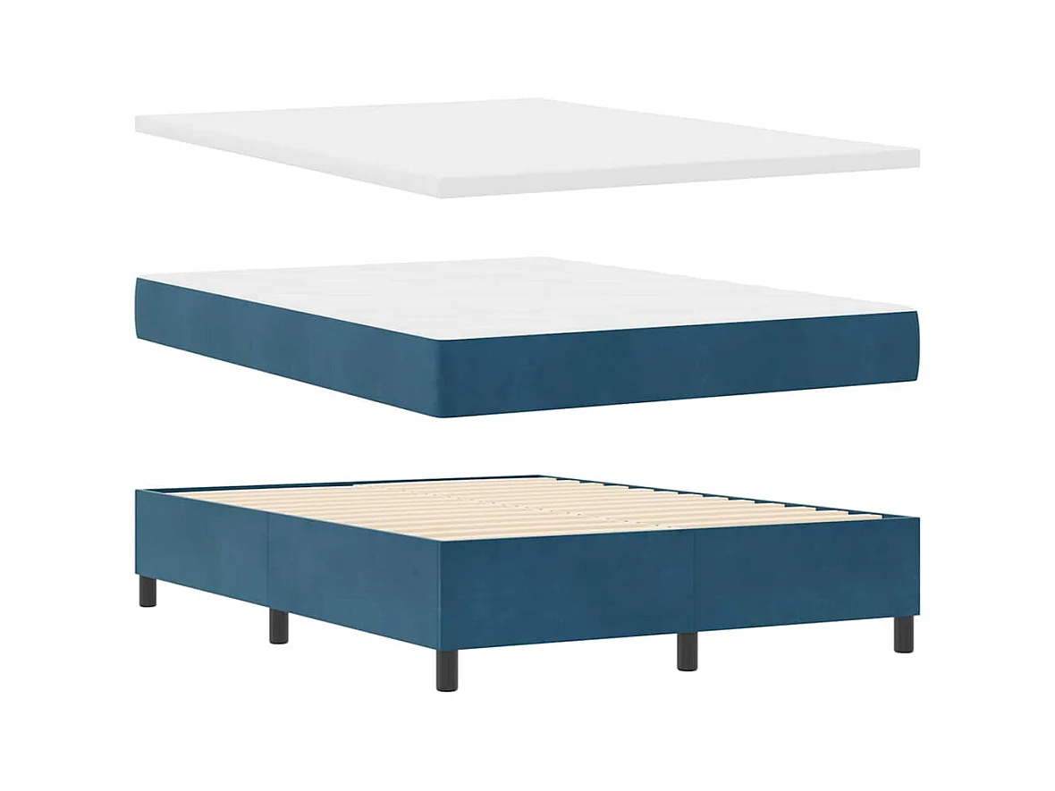 Boxspring bed met matras Donkerblauw 140 x 200 cm Fluweel