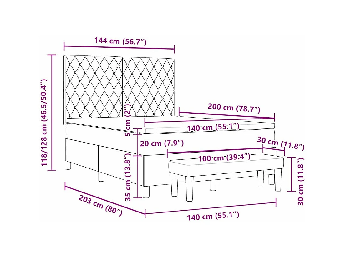 Boxspring bed met matras Donkerblauw 140 x 200 cm Fluweel