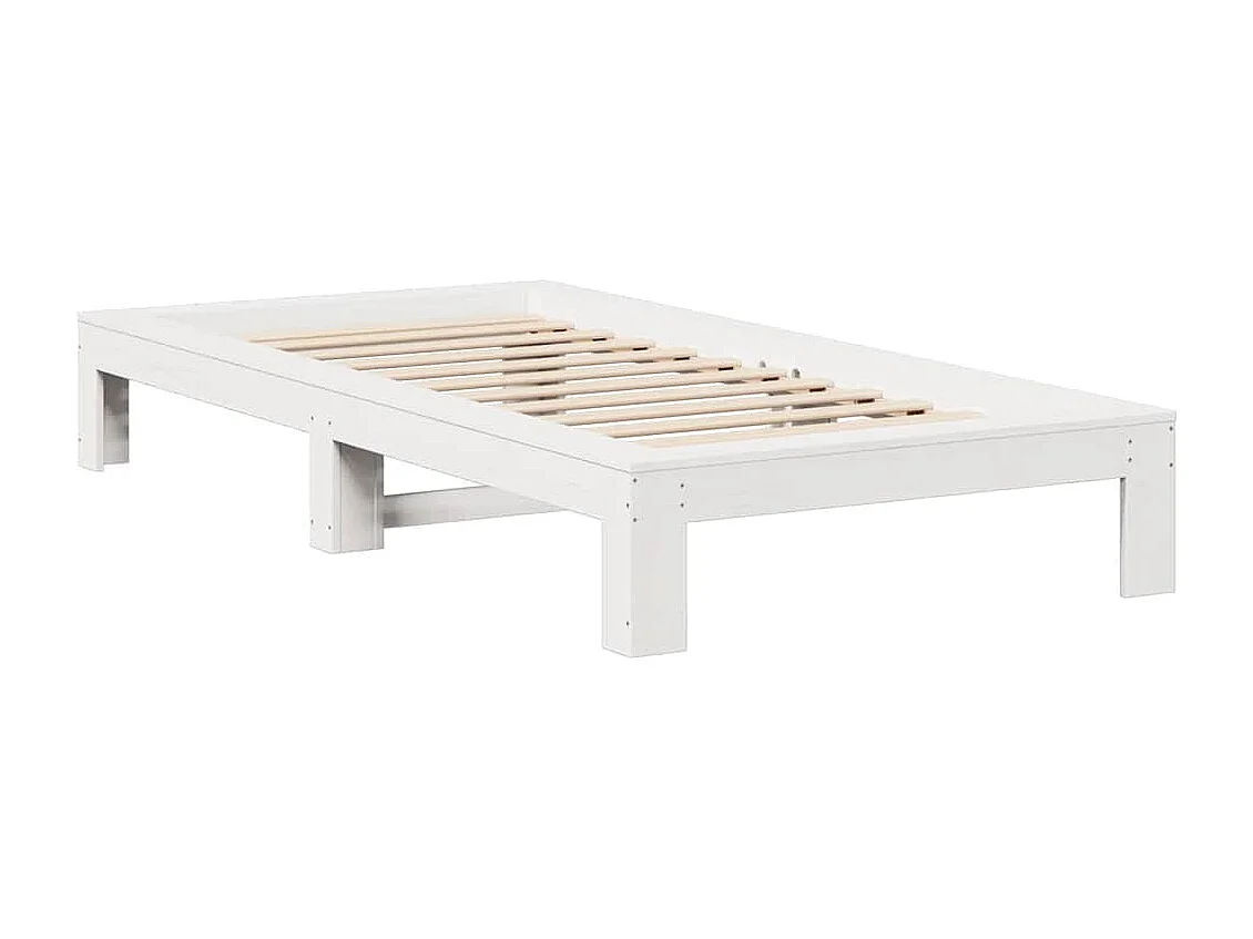 Cadre de lit sans matelas blanc 100x200 cm bois de pin massif