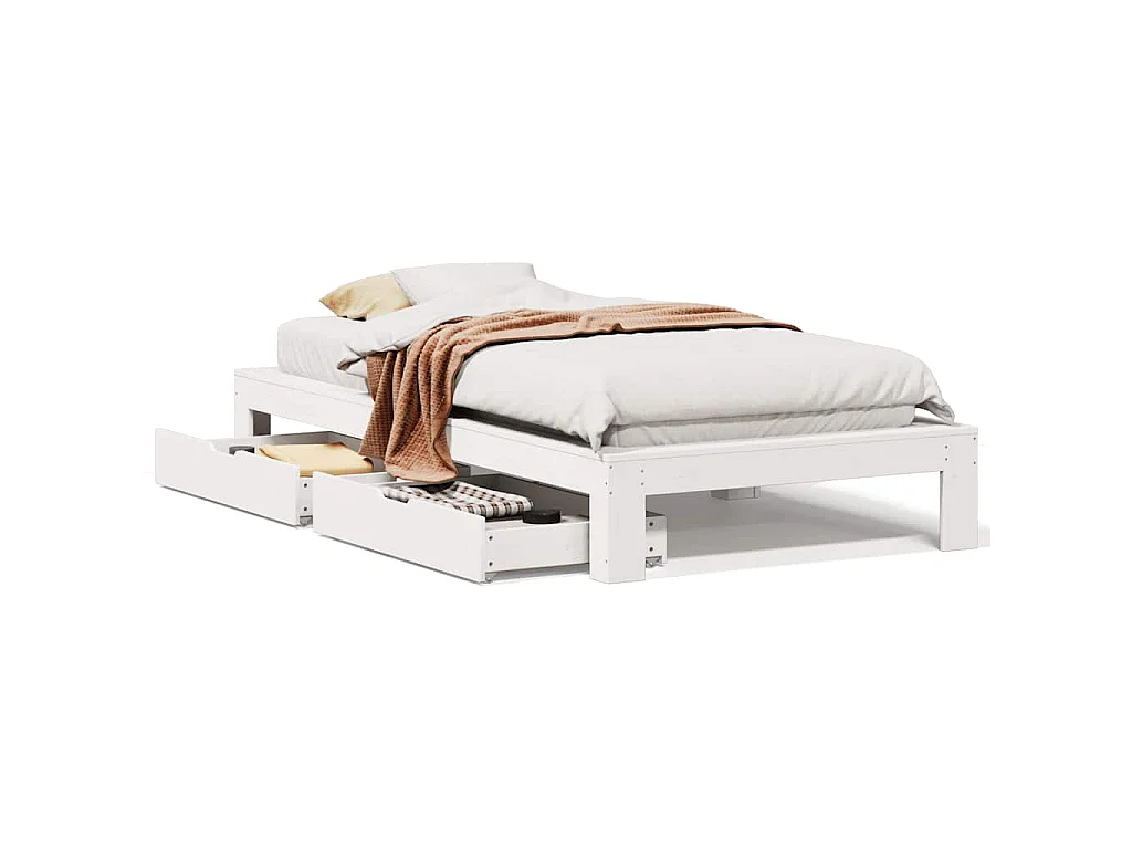 Cadre de lit sans matelas blanc 100x200 cm bois de pin massif