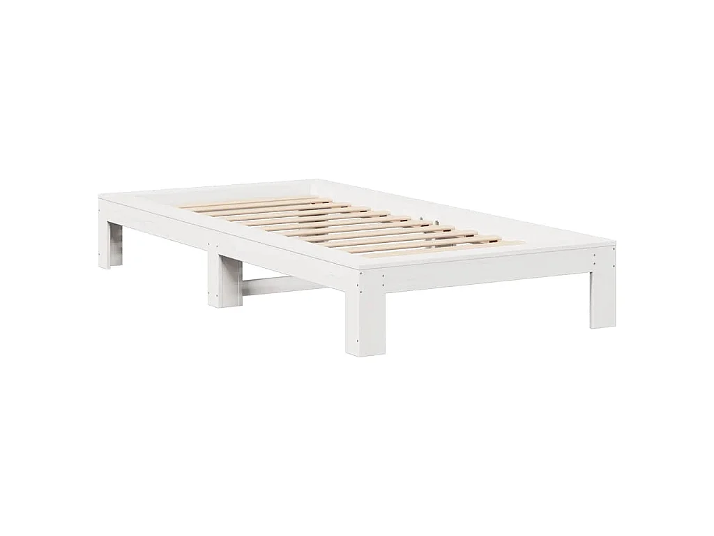 Cadre de lit sans matelas blanc 100x200 cm bois de pin massif