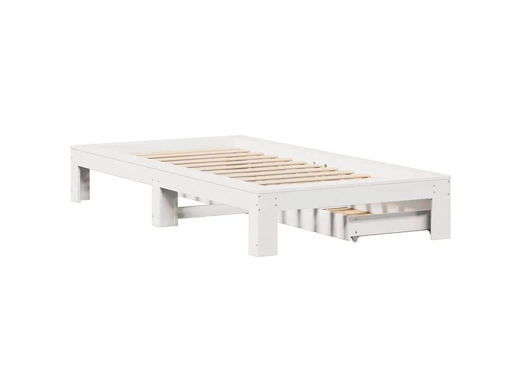 Cadre de lit sans matelas blanc 100x200 cm bois de pin massif