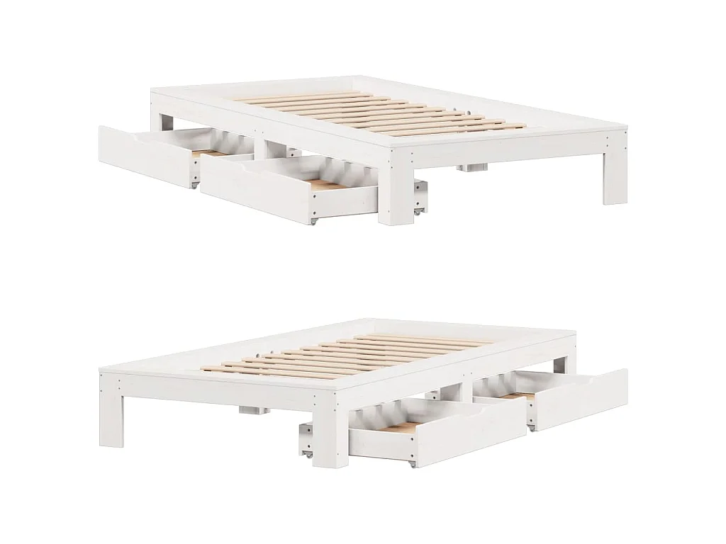 Cadre de lit sans matelas blanc 100x200 cm bois de pin massif