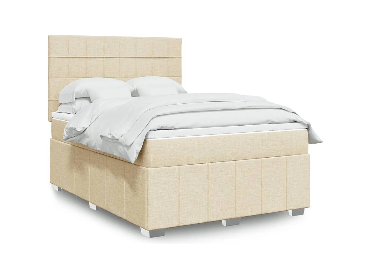 Boxspringbett mit Matratze Creme 160x200 cm Stoff
