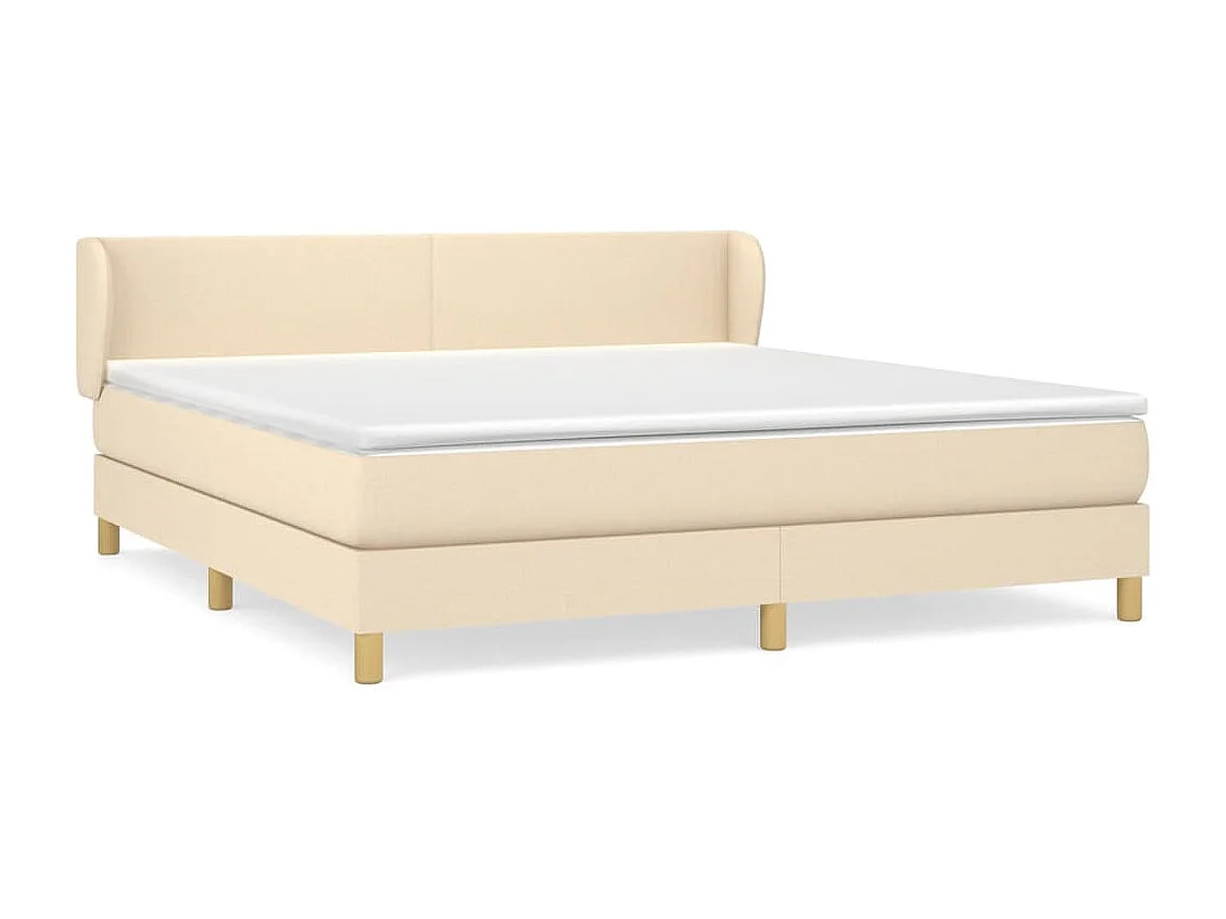 Sommier à lattes de lit avec matelas Crème 180x200 cm Tissu