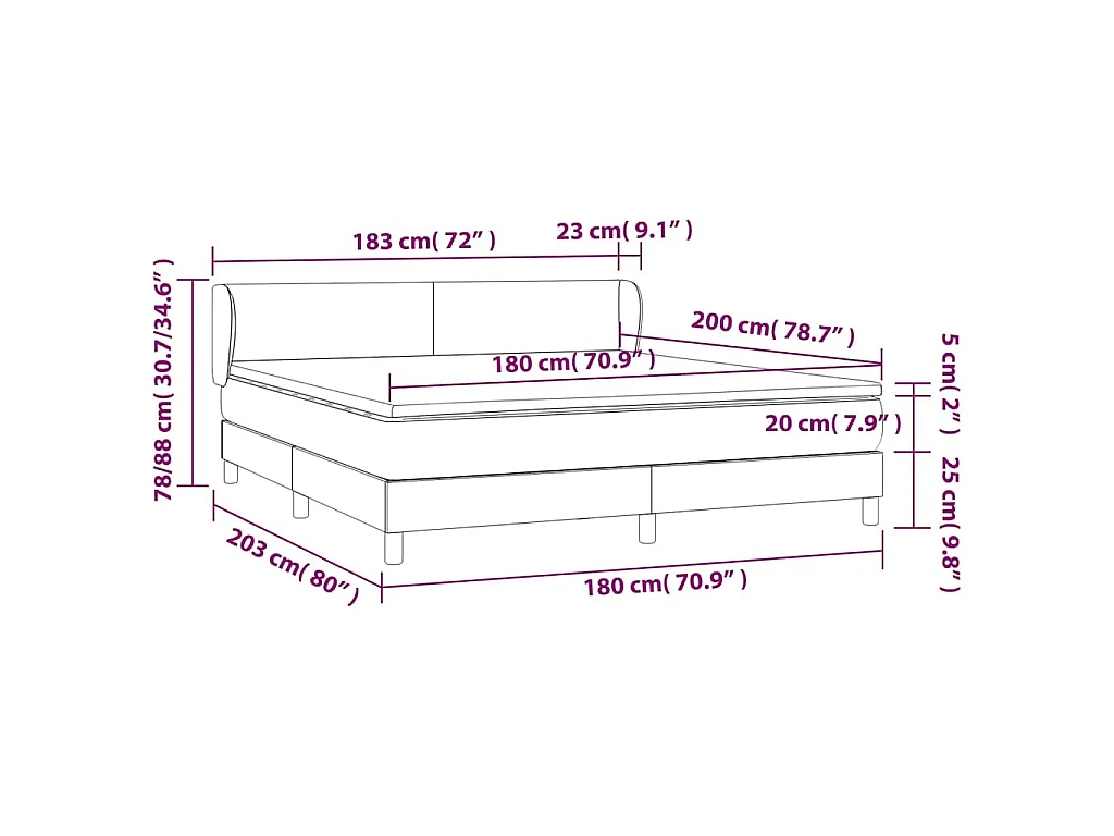 Giroletto a Molle con Materasso Crema 180x200 cm in Tessuto
