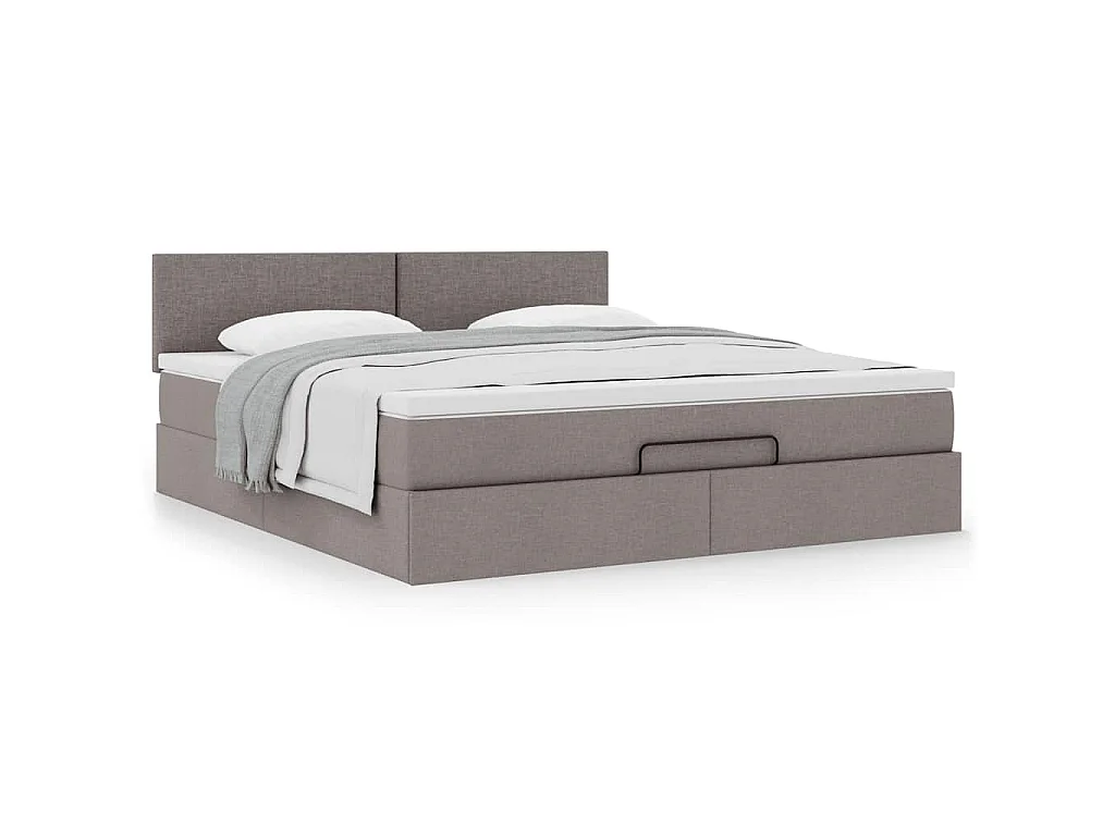 Struttura Letto Pouf con Materasso Tortora 180x200cm in Tessuto