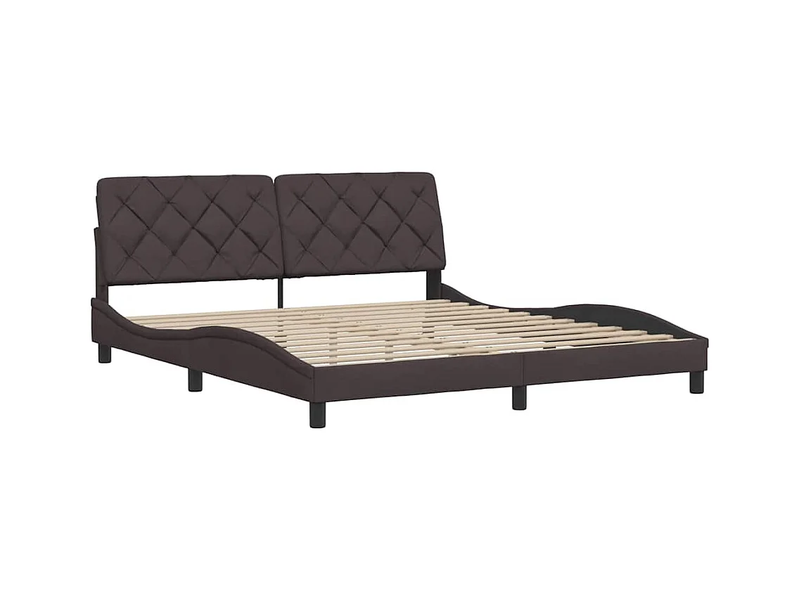 Cadre de lit sans matelas marron foncé 180x200 cm tissu
