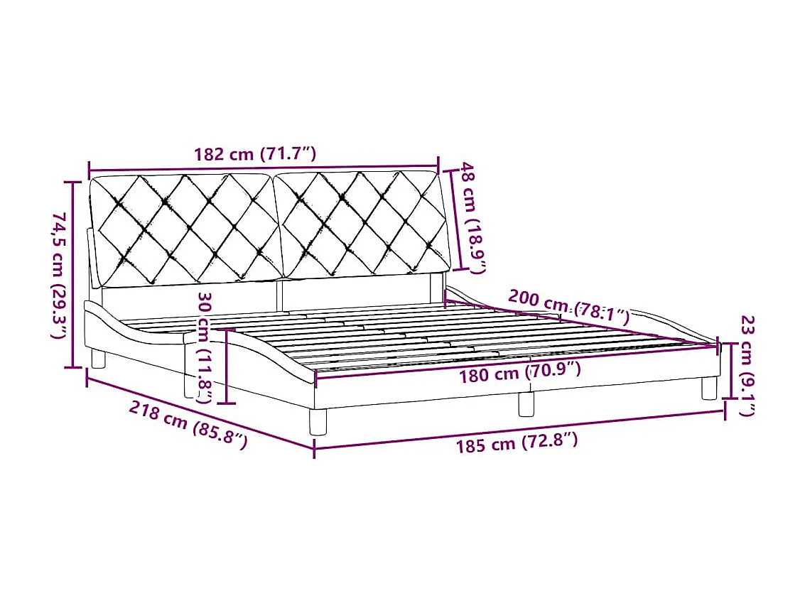 Bedframe zonder matras stof donkerbruin 180x200 cm