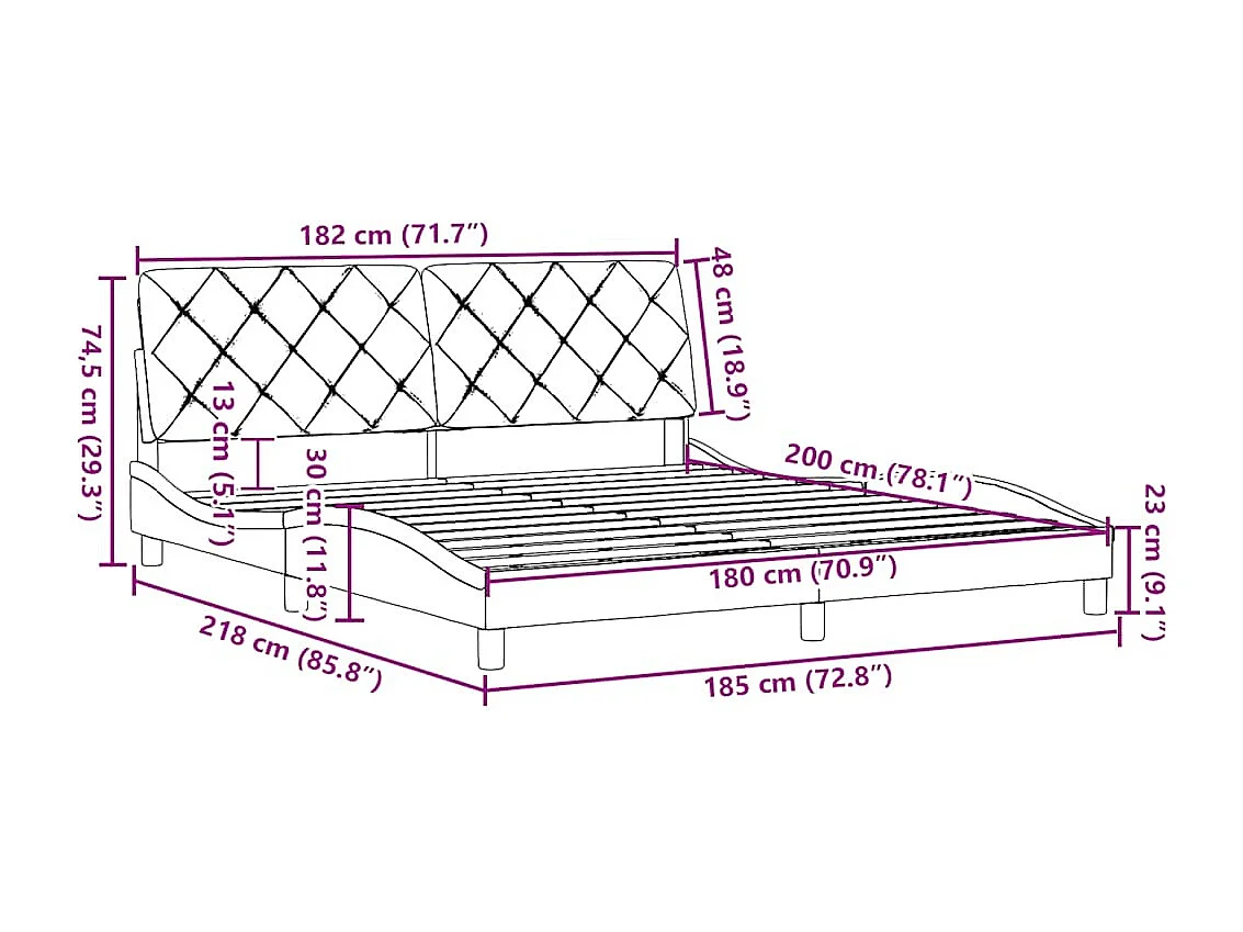Bettgestell ohne Matratze Dunkelbraun 180x200 cm Stoff